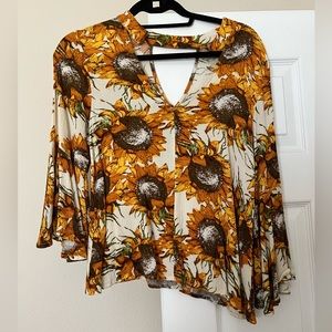 sunflower bell sleeve top
